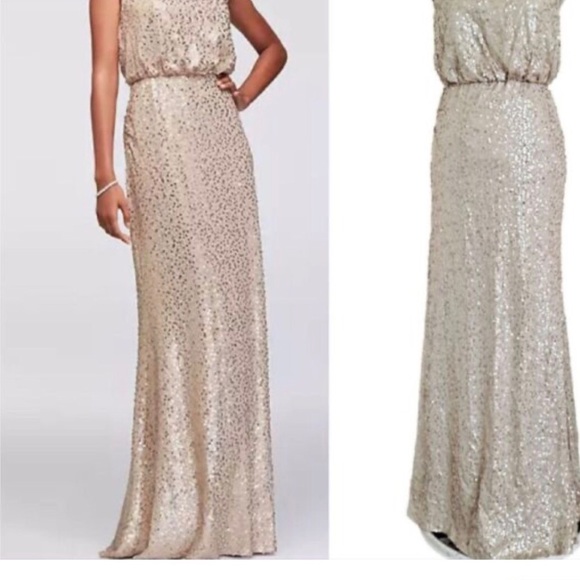 Mother of Bride/Groom Champagne Sequin Gown 6 - Picture 3 of 13